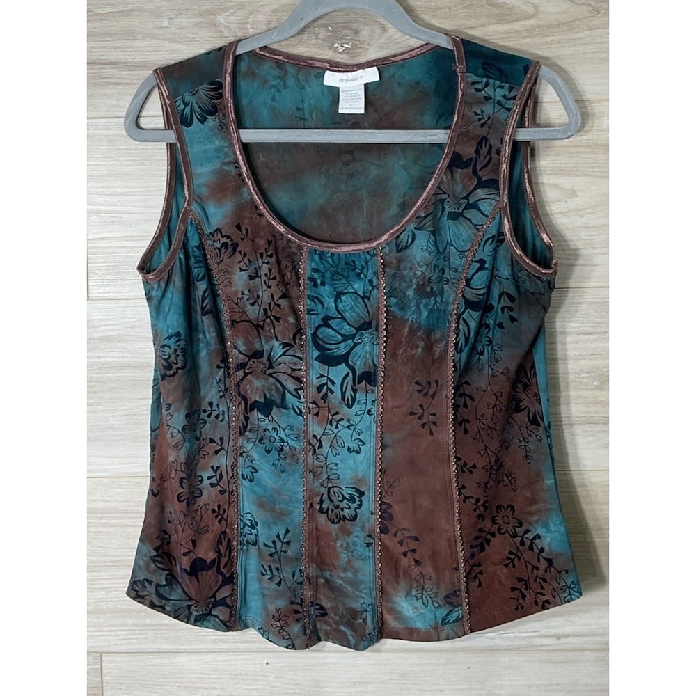Vintage Dress Barn Women's L Velvet Burnout Corset Style Tank Top Y2K Goth